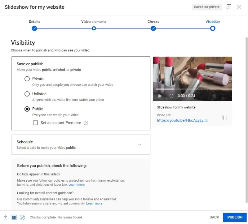 Uploading website slideshow YouTube